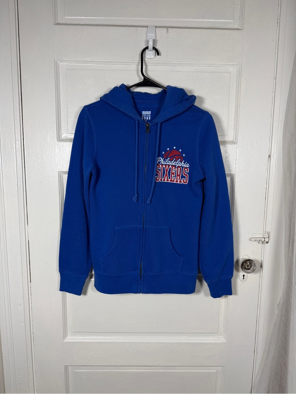Junk Food Blue Full Zip Hoodie Sweatshirt Philadelphia Sixers NBA Graphic M